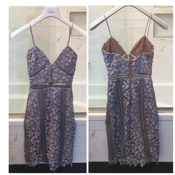 Self-Portrait Dresses & Skirts - Self-Portrait Lavender Appliqué Midi Dress with Nude Lining Floral SZ 0